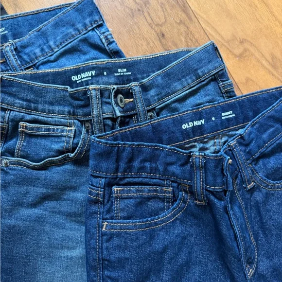 Lot 5 pairs of kids Denim Blue Washes Black boys 8 skinny jeans - Picture 2 of 4